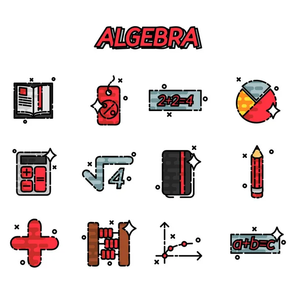 Algebra flache Symbole gesetzt — Stockvektor