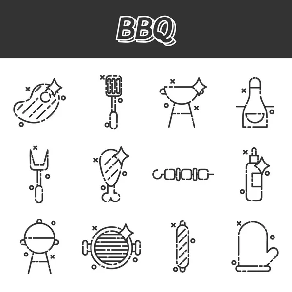 Conjunto de ícones de churrasco e churrasqueira —  Vetores de Stock