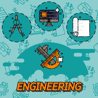 Mühendislik düz Icons set