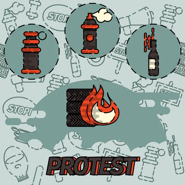 Protest platte concept pictogram — Stockvector