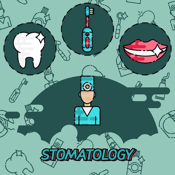 Icônes concept plat stomatologie — Image vectorielle
