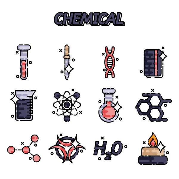Chemical flat concept icons — Stock Vector