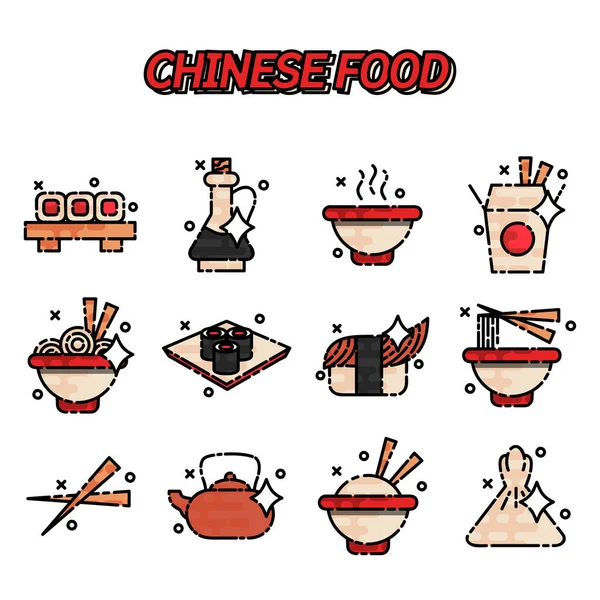Ikonen des chinesischen Essens — Stockvektor