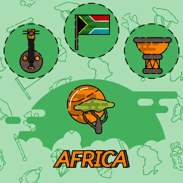 África iconos concepto plano — Vector de stock