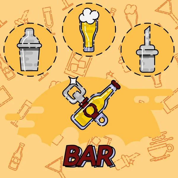 Bar icônes concept plat — Image vectorielle