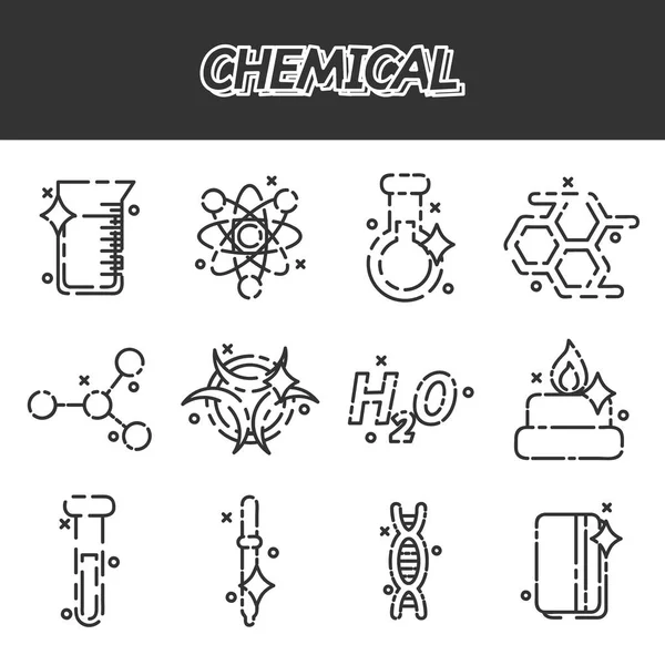 Icone del concetto chimico — Vettoriale Stock