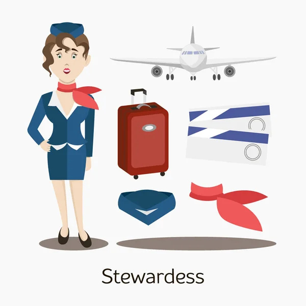 Stewardess im Stehen — Stockvektor