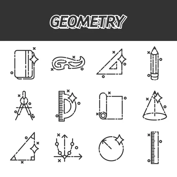 Ícones de conceito plano de geometria — Vetor de Stock