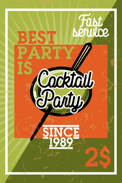 Banner de fiesta de cóctel vintage de color — Vector de stock