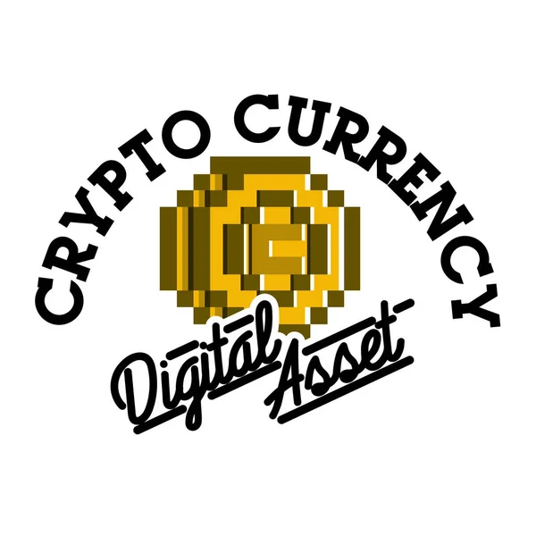 Cor Criptomoeda vintage emblema —  Vetores de Stock