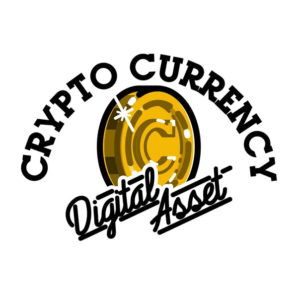 Cor Criptomoeda vintage emblema —  Vetores de Stock