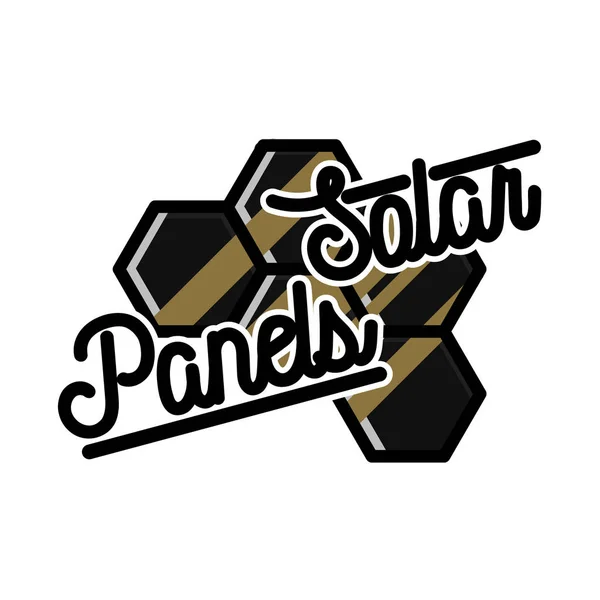 Color vintage solar panels emblem — Stock Vector