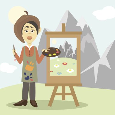 Elle çizilmiş ressam