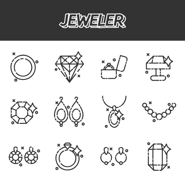 Conjunto de ícones de joalheiro — Vetor de Stock