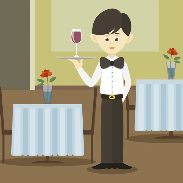 Isolated professional waiter. — Stock Vector