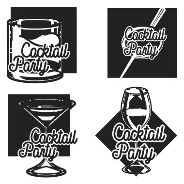 Vintage kokteyl partisi amblem