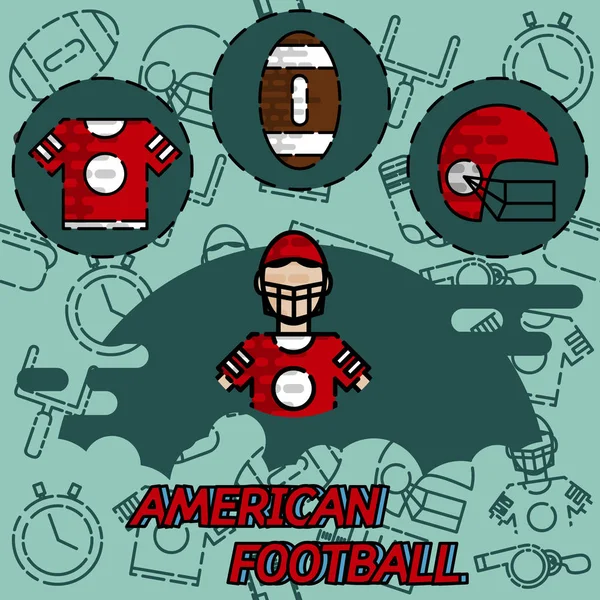 Αμερικανικό ποδόσφαιρο επίπεδη έννοια εικονίδια — Διανυσματικό Αρχείο