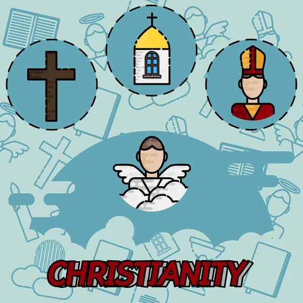 Kristendomen platt konceptet ikoner — Stock vektor