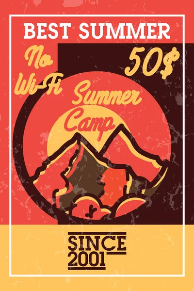 Banner vintage campamento de verano de color — Vector de stock