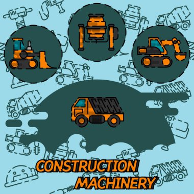 İnşaat Makinaları düz kavramı simgeler