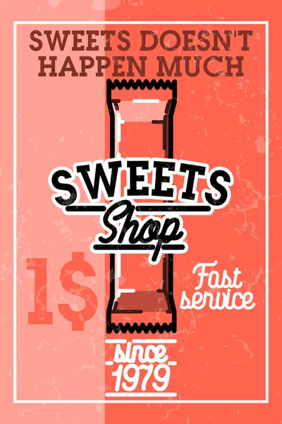 Color vintage sweets shop banner — Stock Vector