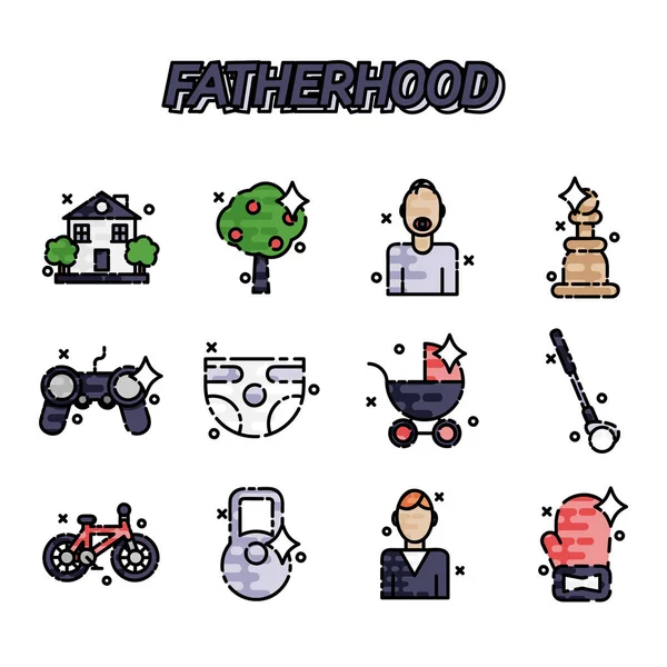 Fatherhood flat icons set — Stock Vector