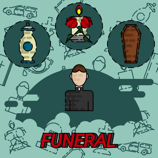 Begravningen platt konceptet ikoner — Stock vektor