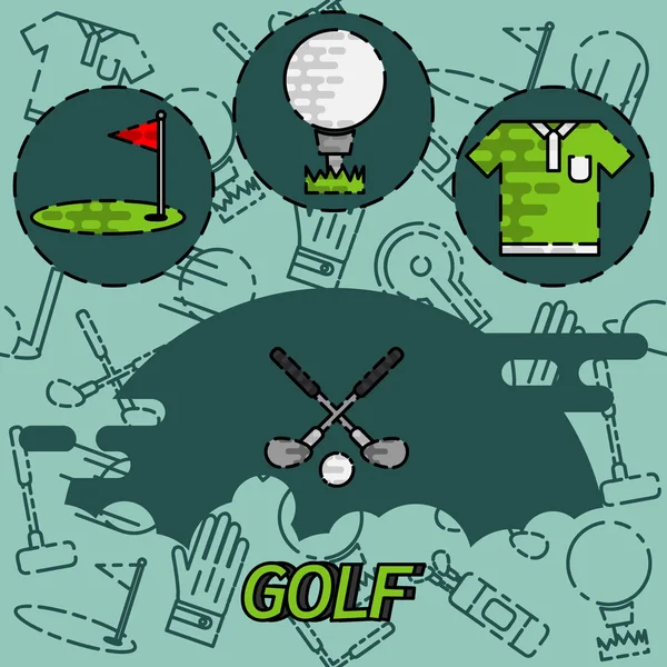 Ícones de conceito plano de golfe — Vetor de Stock