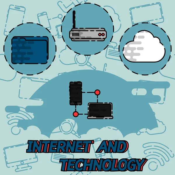 Iconos de concepto plano de Internet y tecnología — Vector de stock