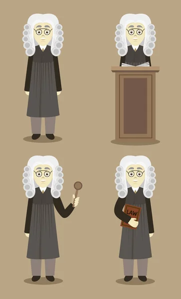 Conjunto de juiz judicial desenhado à mão — Vetor de Stock