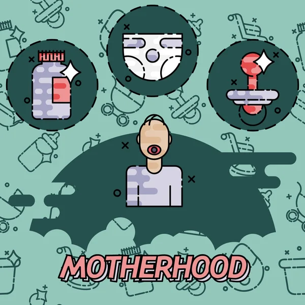 Motherhood flat conept icons — Stock Vector