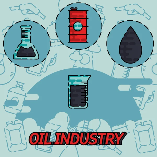 Iconos de concepto plano de la industria petrolera — Vector de stock