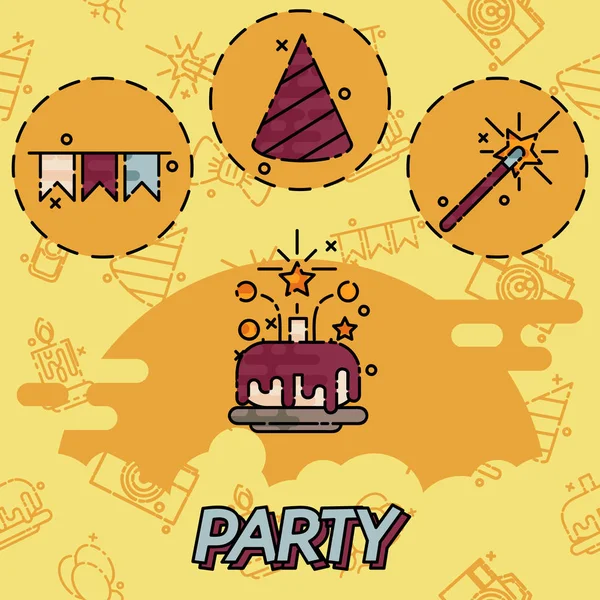 Party flat concept icons — Stock Vector