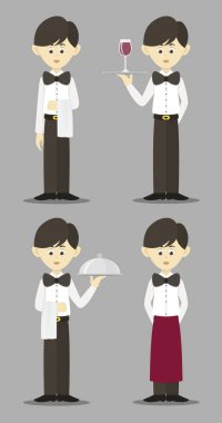 İzole profesyonel garson seti