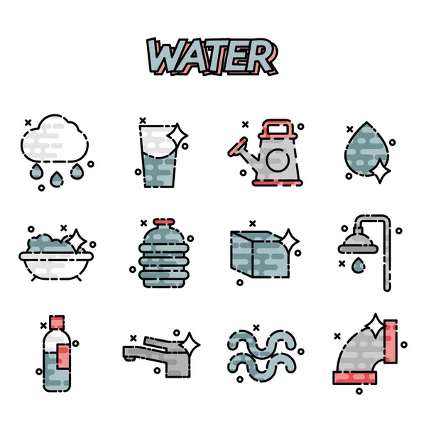 Icono de agua conjunto — Archivo Imágenes Vectoriales