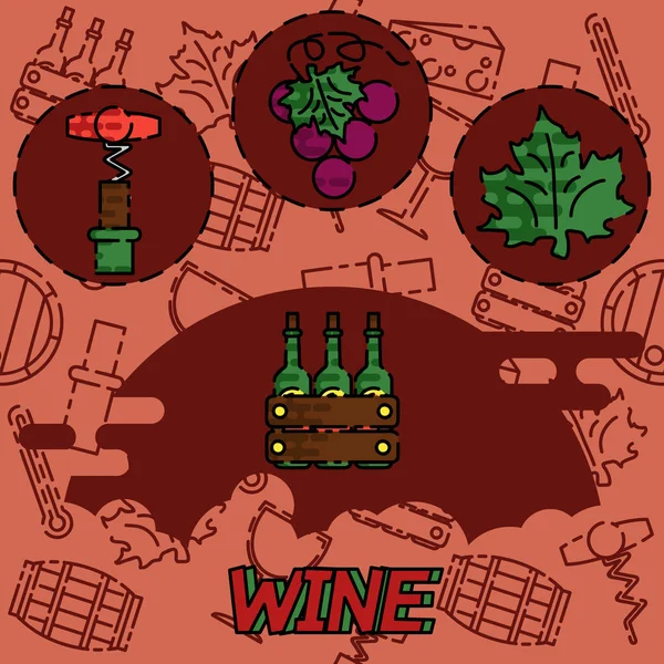 Ícones de conceito plano de vinho — Vetor de Stock