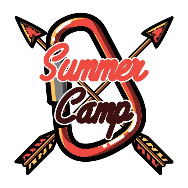 Color vintage verano campamento emblema — Vector de stock