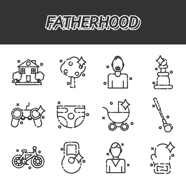 Fatherhood flat icons set — Stock Vector