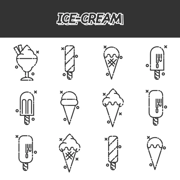 Icônes plates crème glacée ensemble — Image vectorielle