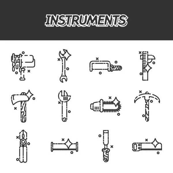 Instruments ensemble d'icônes plates — Image vectorielle