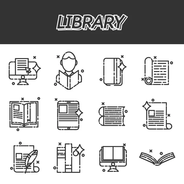 Library icons set — Stock Vector