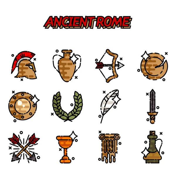 Oude rome cartoon icons set — Stockvector