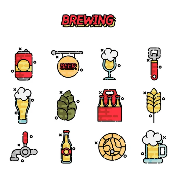Cerveza iconos de dibujos animados conjunto — Archivo Imágenes Vectoriales