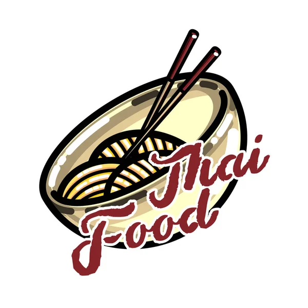 Farbe vintage thailändische Lebensmittel Emblem — Stockvektor