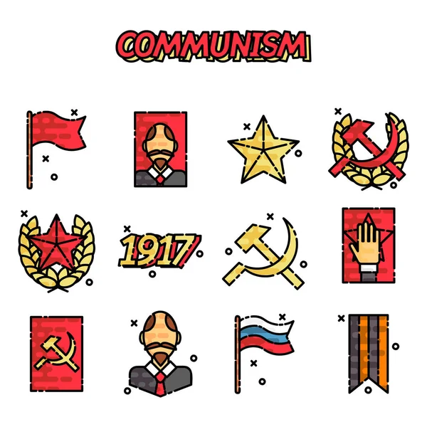 Communisme cartoon concept pictogrammen — Stockvector