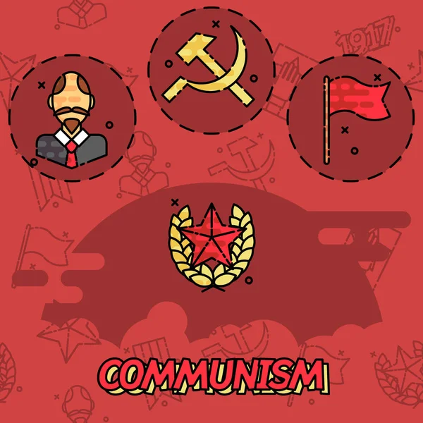 Communism flat concept icons — Stock Vector