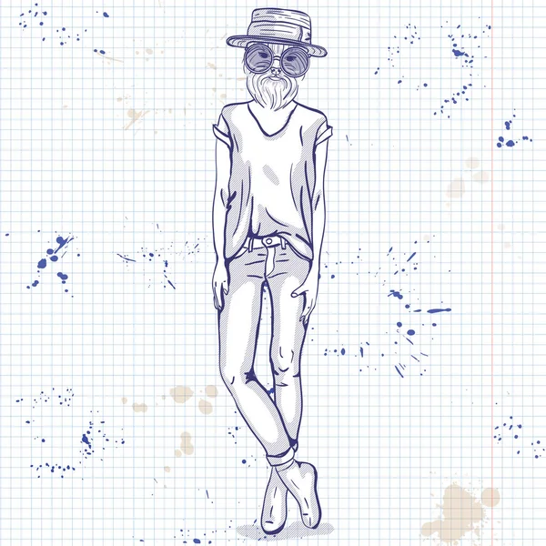 Köpeklerin kafası olan bir modelinin eskiz