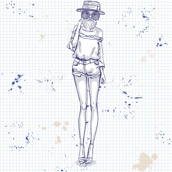 Köpeklerin kafası olan bir modelinin eskiz