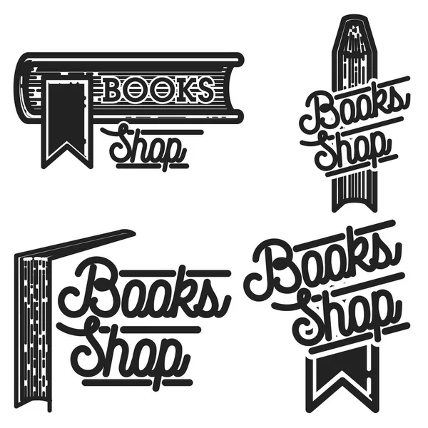 Vintage books shop emblems — Stock Vector