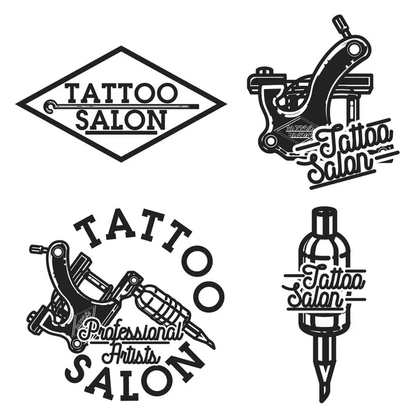 Vintage emblemas de salón de tatuaje — Vector de stock